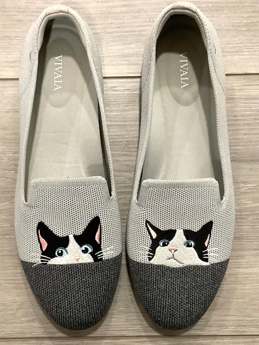 VIVAIA Audrey Round-Toe Loafers in Oyster Rich Grey Moo Cat Sz EU 39.5 NEW